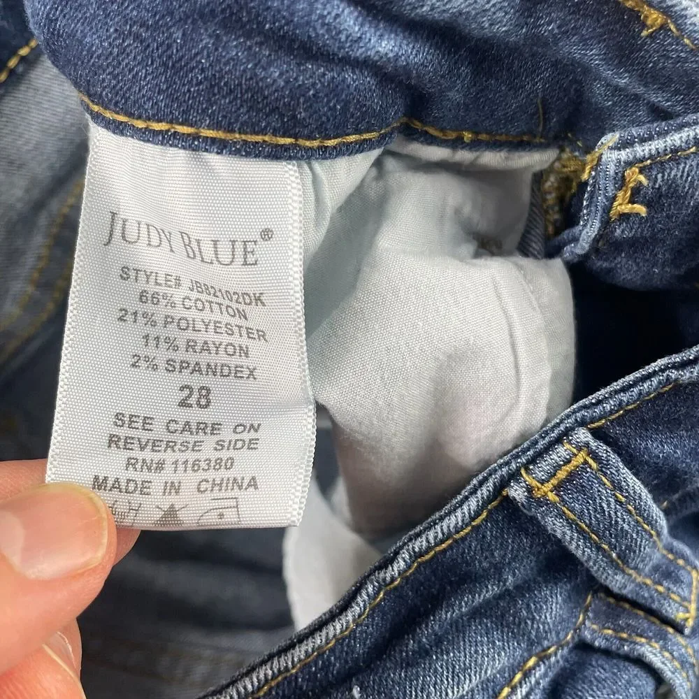 JUDY BLUE Relaxed Fit Jeans Women 28x26 Blue Whiskering Zip‎ Fly JBB2102DK - Picture 12 of 12